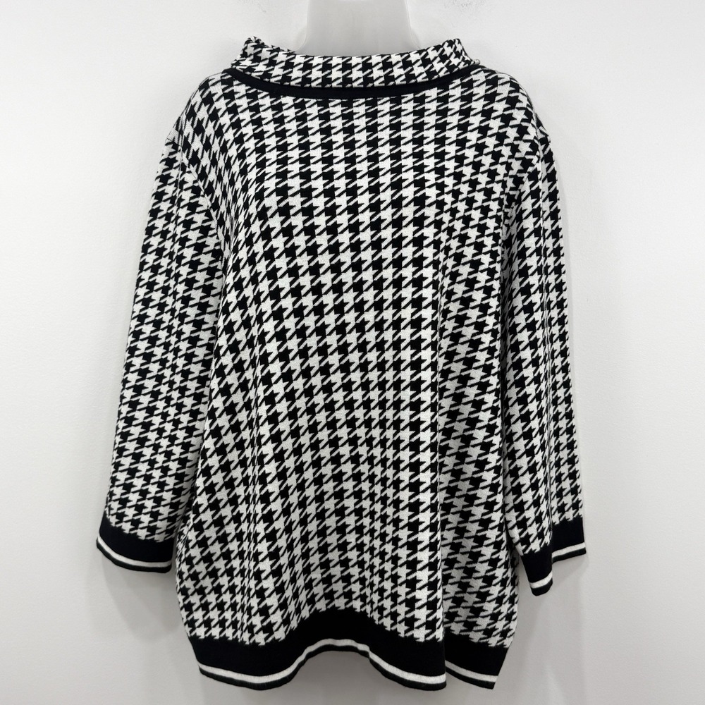 Talbots Mock Neck Houndstooth Sweater 2X Old Money Classic Country Club Preppy